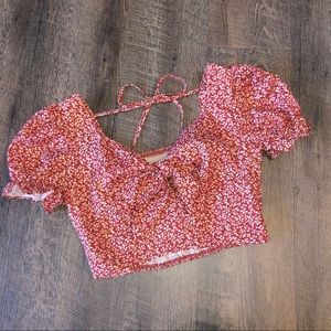Red and white flowered crop top SM
